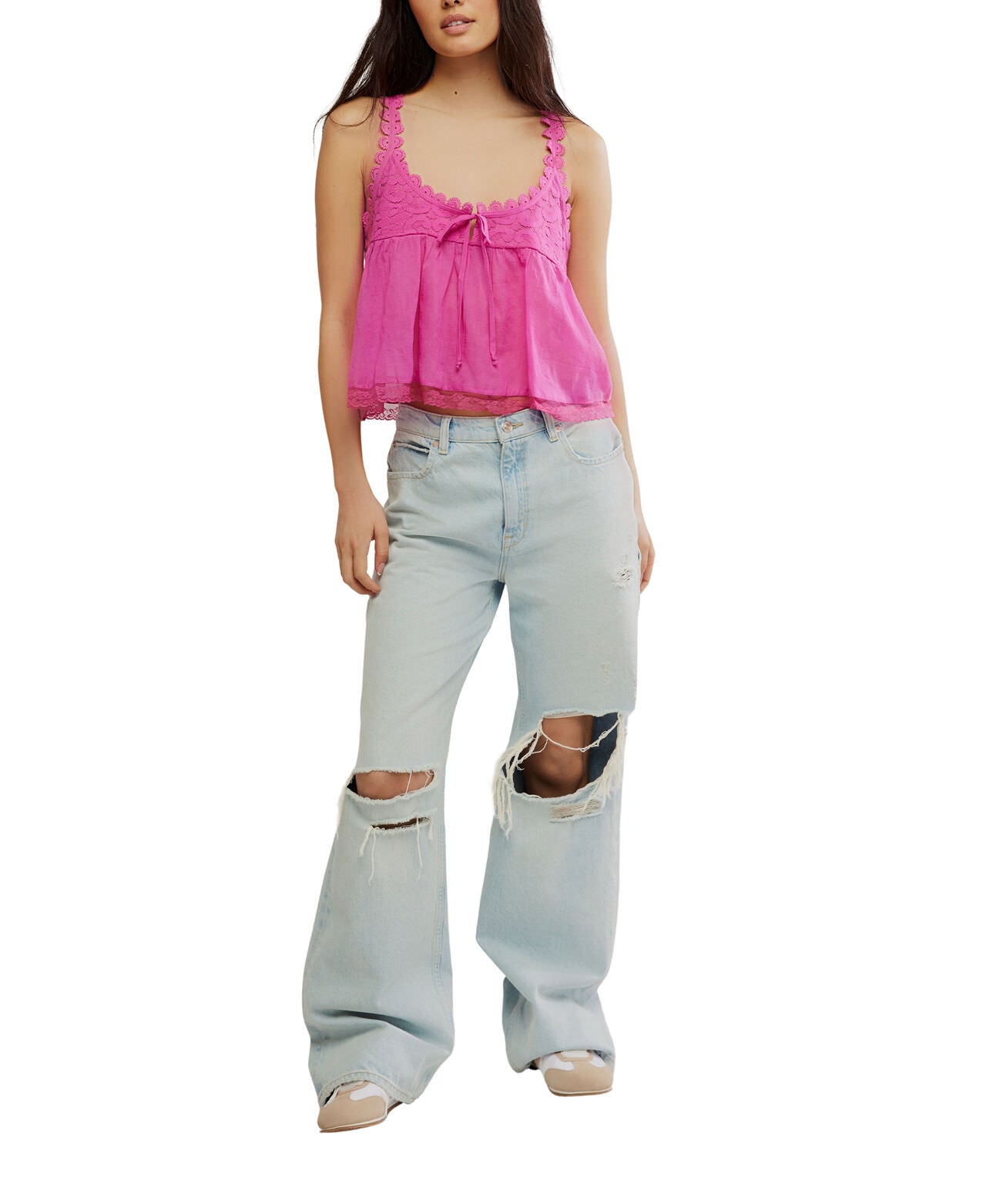 Stevie Lace Tank - Hibiscus Pink - Free People